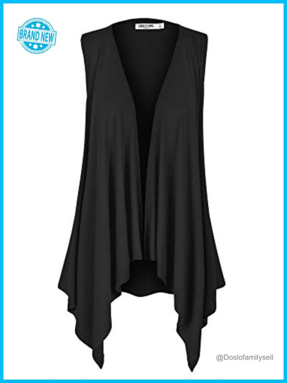Sleeveless Draped Open Front Cardigan Vest Asymmetric Hem Lightweight Rayon